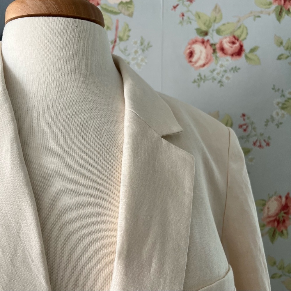Everlane The Oversized Linen Cotton Blazer Womens 16 Bone Cream - Picture 5 of 15